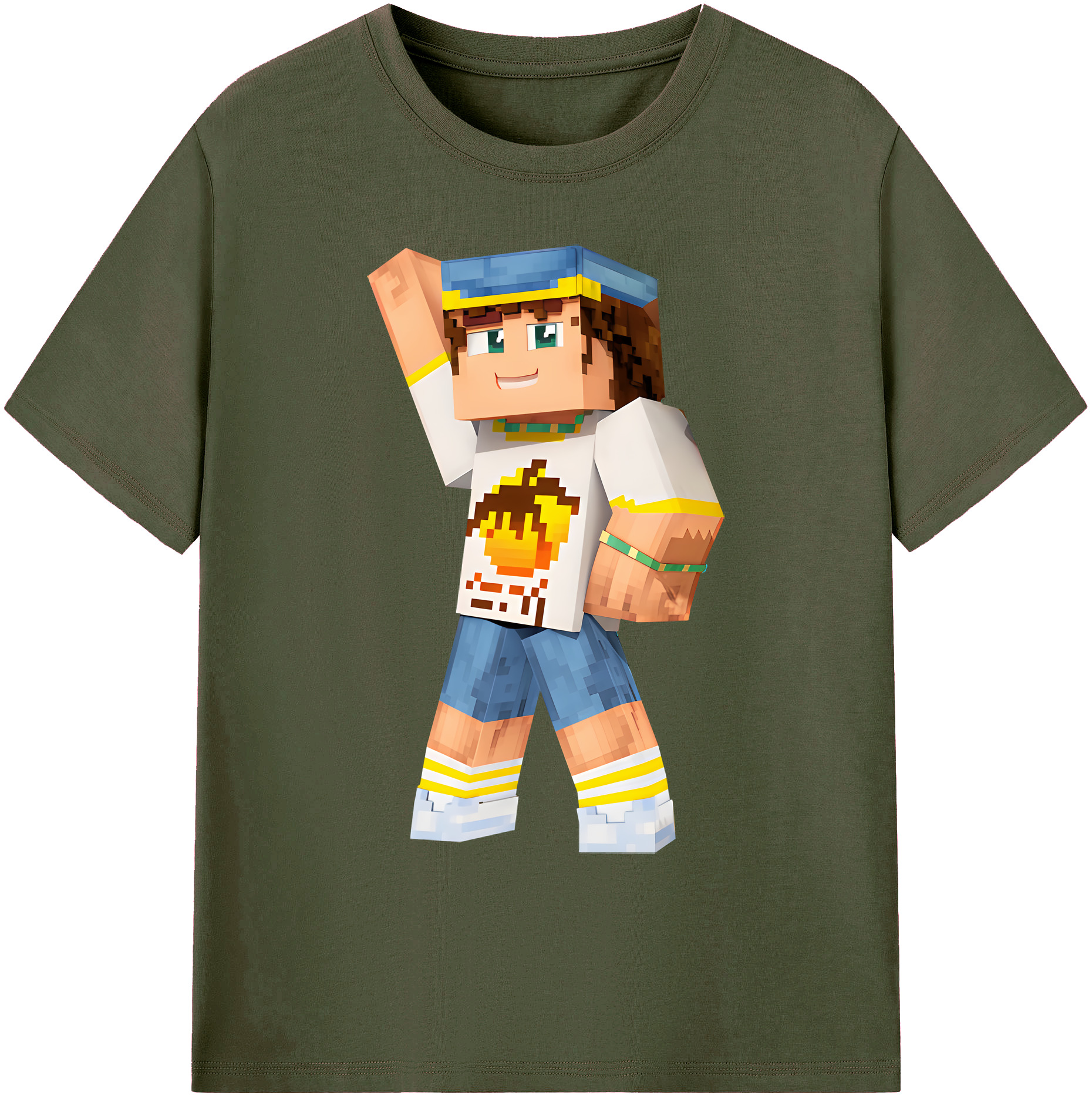 （画像用） マインクラフト ブロックの世界 Minecraft MC Block world 綿100％ メンズ半袖Tシャツ｜肌触りやわらか＆通気性